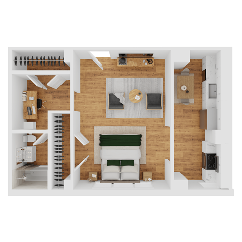 Floor plan for studio, 1 bath, 560 sqft