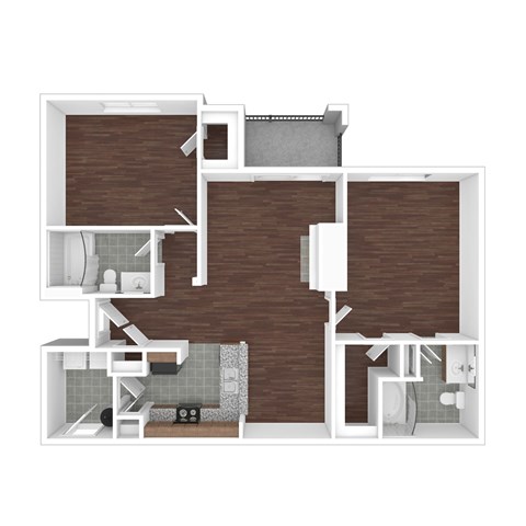 Floor plan for 2 beds, 2 baths, 1084 sqft