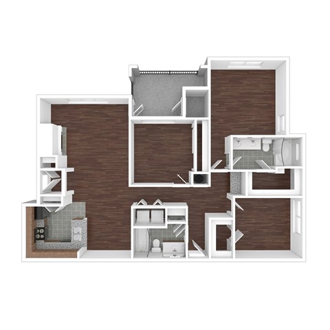Floor plan for 3 beds, 2 baths, 1415 sqft