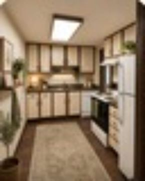 Kent apartment for rent - A kitchen with white appliances and wooden cabinets.
