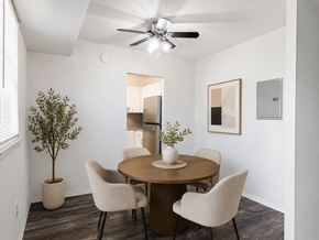 Claymont apartment for rent - A dining room with a round table and chairs.