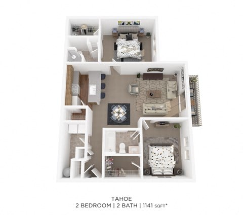 Floor plan for 2 beds, 2 baths, 1141 sqft