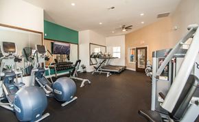 Memphis apartment for rent - A gym with a variety of equipment including treadmills, exercise balls, and weight machines.