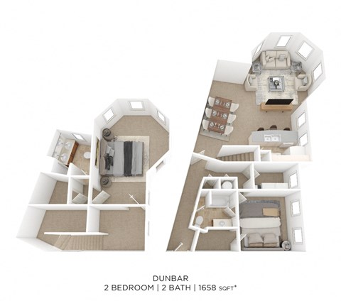 Floor plan for 2 beds, 2 baths, 1658 sqft