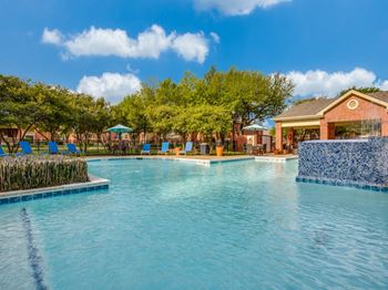 Resort pool with sun deck