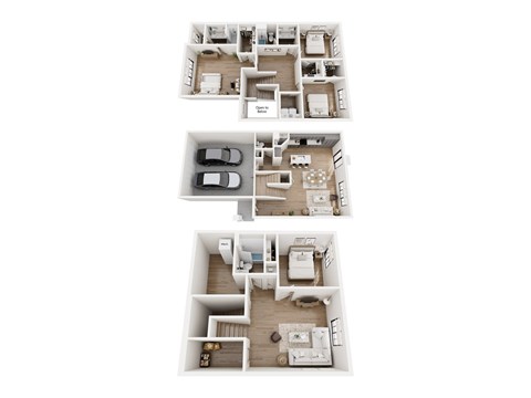 Floor plan for 4 beds, 3.5 baths, 2407 sqft