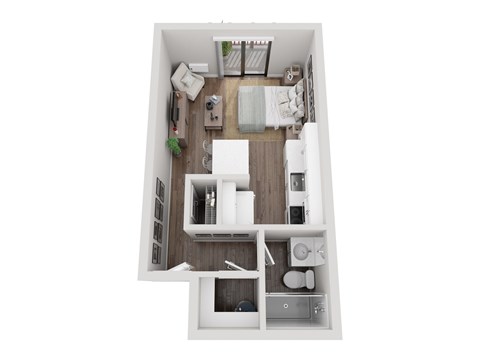 Floor plan for studio, 1 bath, 325 sqft