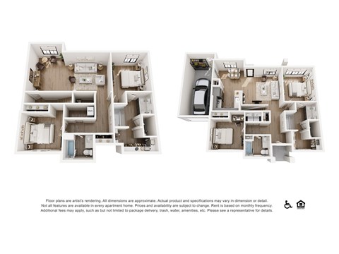 Floor plan for 4 beds, 4 baths, 2293 sqft