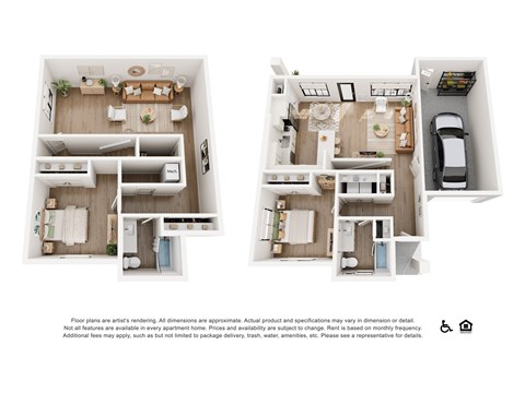 Floor plan for 2 beds, 2 baths, 1596 sqft