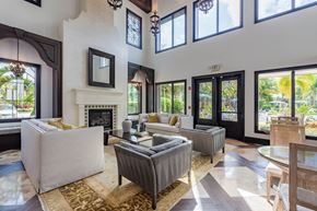 Boca Raton apartment for rent - A living room with a fireplace and a couch.