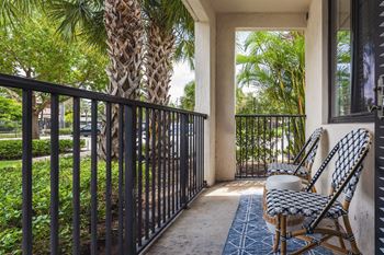 Personal patios with french doors and balconies