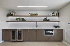 Salt Lake City apartment for rent - a kitchen with wooden cabinets and a white counter top