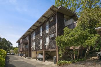Exterior view of brook street apartments with car ports