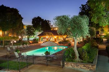 Swimming pool at night