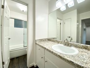 Belmont apartment for rent - Bathroom with vanity lights at 2120 Valerga Drive Belmont, Belmont, CA
