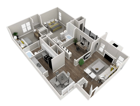 Floor plan for 3 beds, 2 baths, 1484 sqft