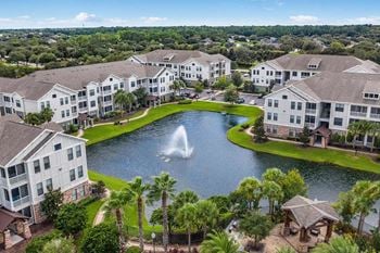 Lake with fountains