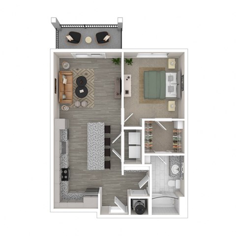 Floor plan for 1 bed, 1 bath, 780 sqft