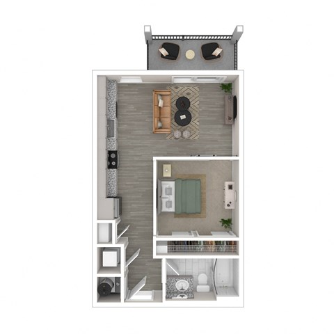 Floor plan for studio, 1 bath, 570 sqft