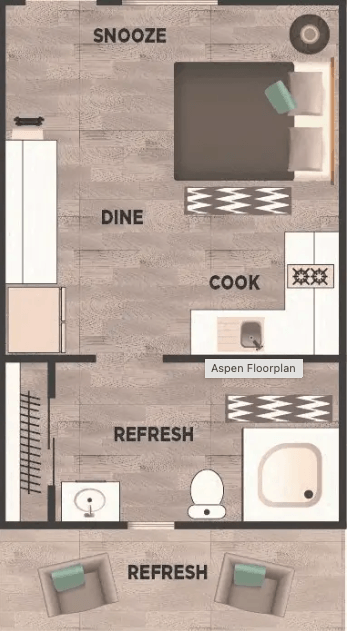Floor plan for studio, 1 bath, 340 sqft