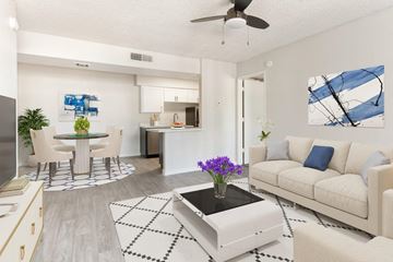 Glendale apartment for rent - A living room with a white couch and a coffee table.