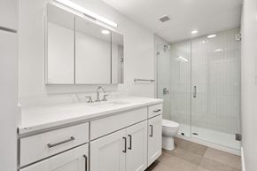 Cambridge apartment for rent - 440-7 a bathroom with a sink and a toilet and a shower