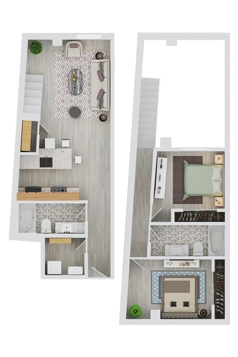 Floor plan for 2 beds, 2 baths, 1234 sqft