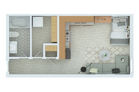 Floor plan for studio, 1 bath, 473 sqft