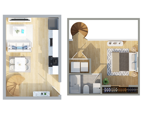 Floor plan for 1 bed, 1 bath, 578 sqft