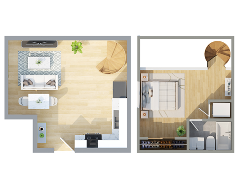 Floor plan for 1 bed, 1 bath, 571 sqft