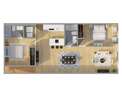 Floor plan for 2 beds, 2 baths, 1140 sqft