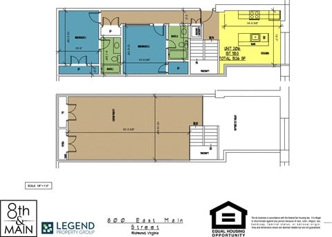 Floor plan for 2 beds, 2 baths, 1526 sqft
