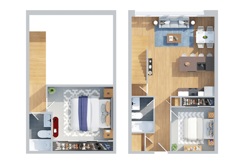Floor plan for 2 beds, 2 baths, 1091 sqft