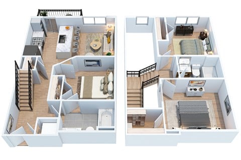 Floor plan for 3 beds, 2 baths, 1022 sqft