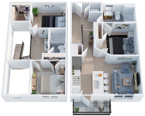 Floor plan for 3 beds, 2 baths, 1100 sqft