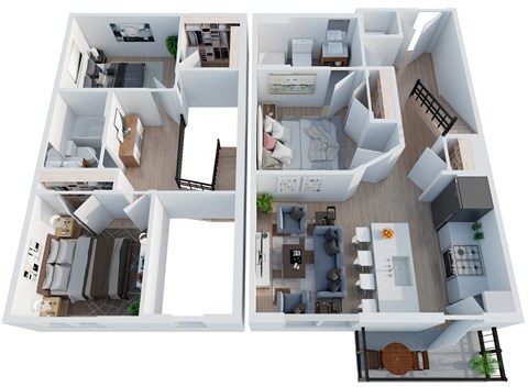 Floor plan for 3 beds, 2 baths, 1100 sqft