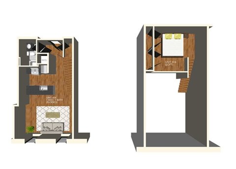 Floor plan for 1 bed, 1 bath, 822 sqft