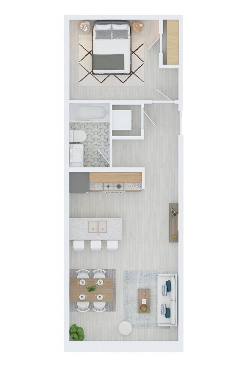 Floor plan for 1 bed, 1 bath, 624 sqft