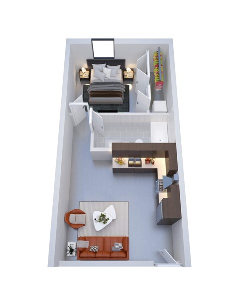 Floor plan for 1 bed, 1 bath, 550 sqft