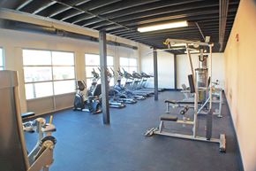 Norfolk apartment for rent - A gym with a variety of equipment including treadmills, weights, and exercise machines.
