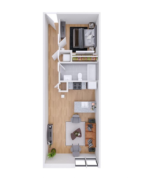 Floor plan for 1 bed, 1 bath, 620 sqft