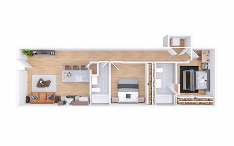 Floor plan for 2 beds, 2 baths, 868 sqft