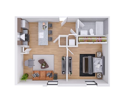 Floor plan for 1 bed, 1 bath, 603 sqft