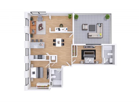 Floor plan for 2 beds, 2 baths, 1178 sqft