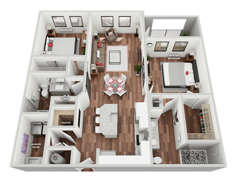Floor plan for 2 beds, 2 baths, 1176 sqft