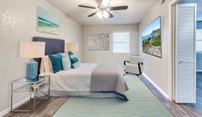 Oklahoma City apartment for rent - Bedroom With Ceiling Fan at Diamond Ridge Apartments, Oklahoma City, OK, 73114