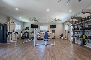 Surprise apartment for rent - Fitness center with exercise equipment and weights at Vistoria On Mountain View Apartments, Arizona, 85374
