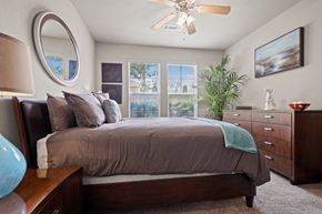 Baton Rouge apartment for rent - Bedroom with cozy bed at The Millennium Towne Center Apartments, Baton Rouge, Louisiana