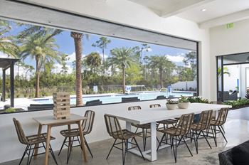 Covered patio with lounge area