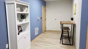 Wauwatosa apartment for rent - Table space and bookcase in new business center at The Enclave Luxury Apartment , Wauwatosa, 53213